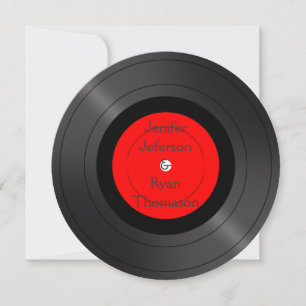 circle vintage vinyl record wedding Invitation