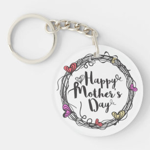 Circle w/ Hearts Happy Mother's Day Keychain