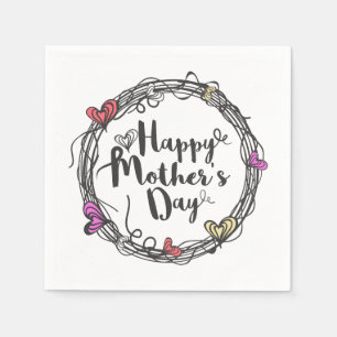 Circle w/ Hearts Happy Mother's Day   Napkin