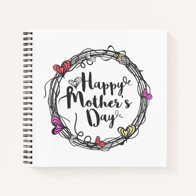 Circle w/ Hearts Happy Mother's Day | Notebook (Front)