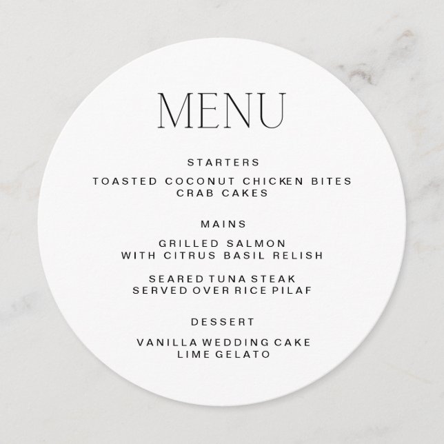 Circle Wedding Menu (Front)