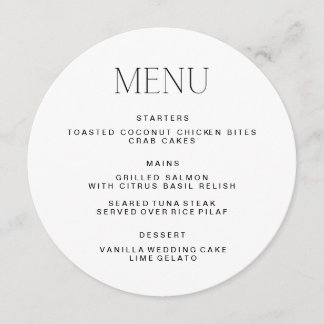 Circle Wedding Menu