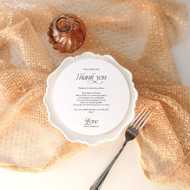 Circle Wedding Menu and Thank You Place Card (Creator Uploaded)