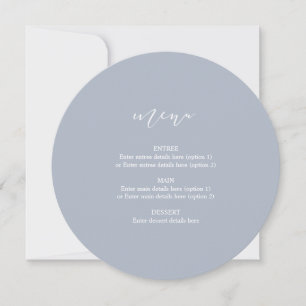 Circle Wedding Plate Menu Blue Elegant Calligraphy