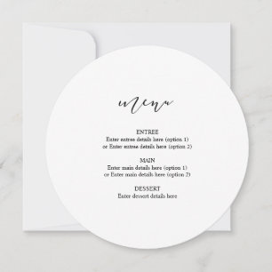 Circle Wedding Plate Menu Elegant Calligraphy