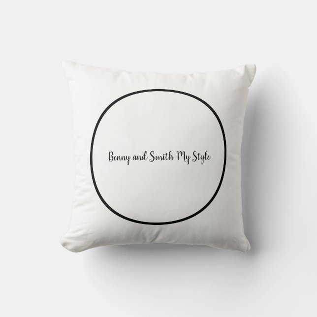 Circle White on Black Benny and Smith My Style Cushion (Front)