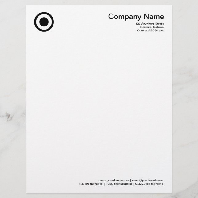 Circle with Centre Spot II - Black Custom Letterhead (Front)