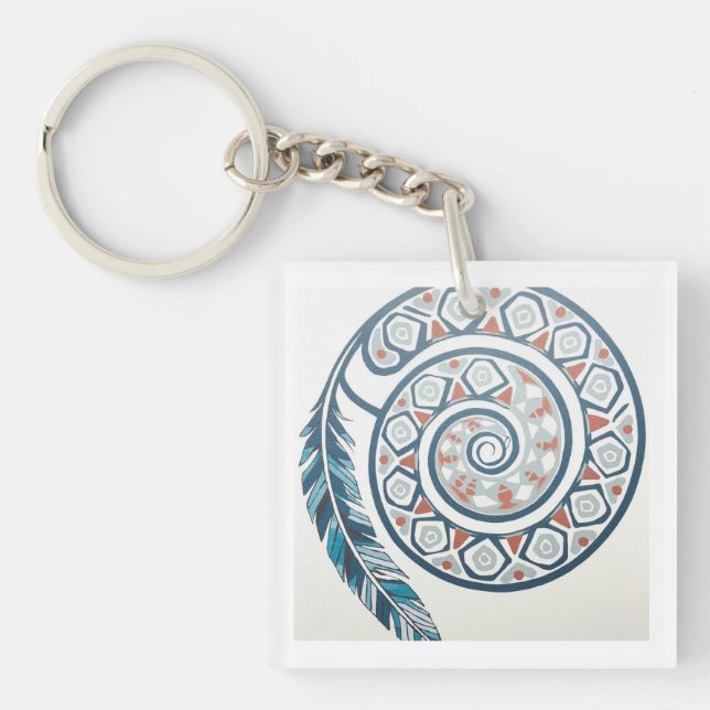 Circle With Feather Key Ring (Front)