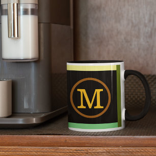 Circle with name initial M, cool & modern black Mug
