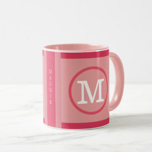 circle with name initial M, cool & modern pink Mug