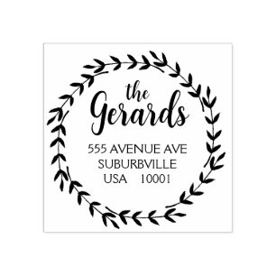 Circle Wreath Branches Custom Rubber Stamp