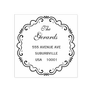 Circle Wreath Vintage Script Custom Rubber Stamp