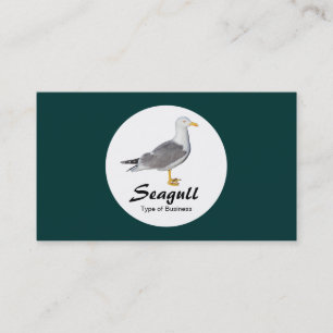 Circle - Yellow Legged Gull - Dark Green 02 Business Card