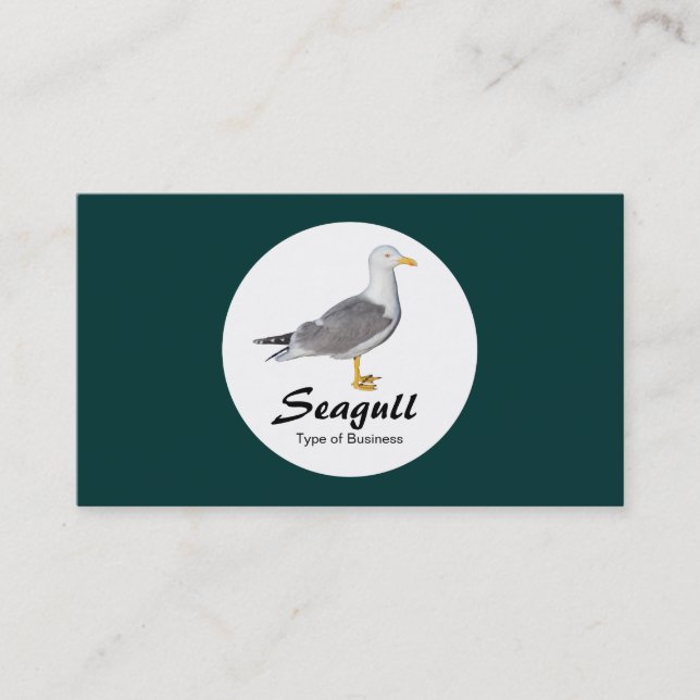 Circle - Yellow Legged Gull - Dark Green 02 Business Card (Front)