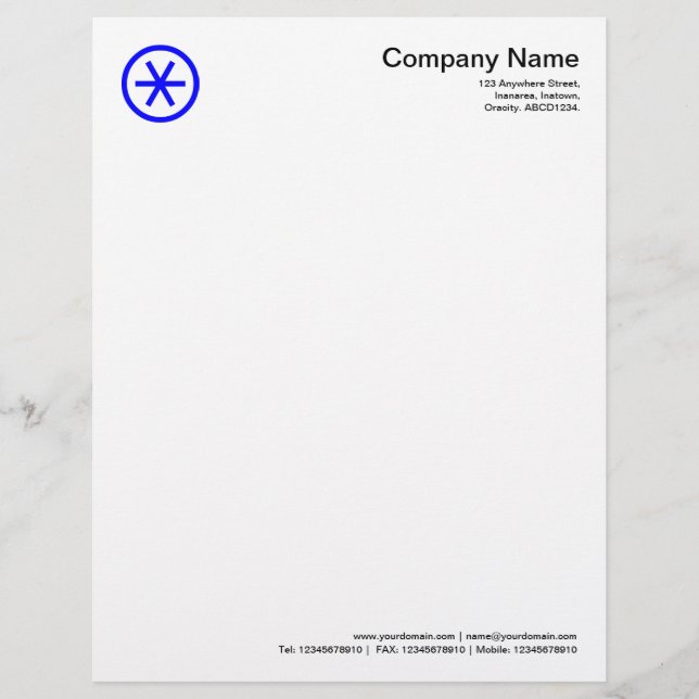 Circled Asterisk - Blue Customised Letterhead (Front)