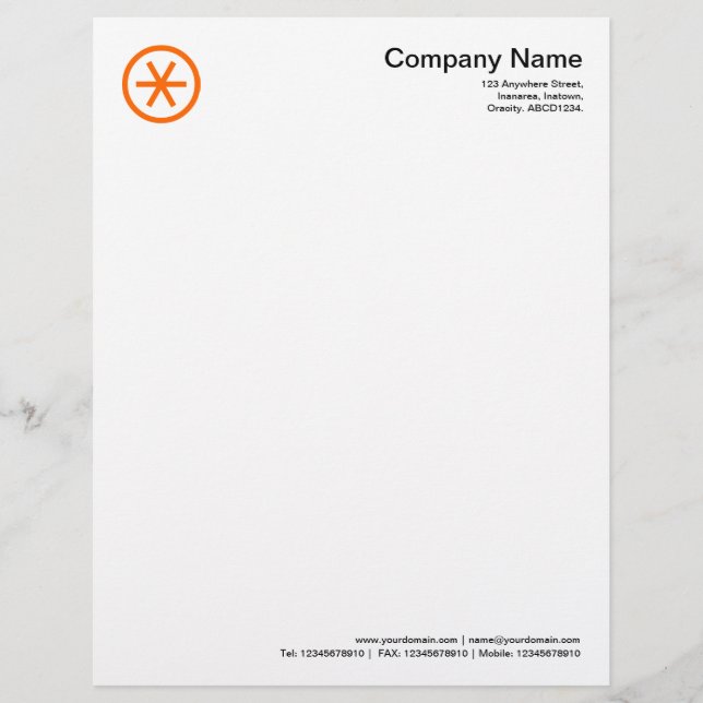 Circled Asterisk - Orange Letterhead Design (Front)