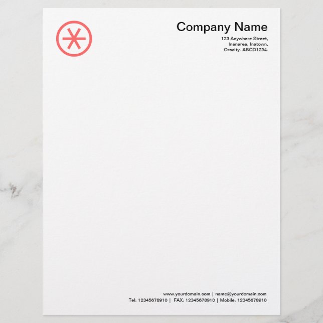 Circled Asterisk - Tropical Pink Personalised Letterhead (Front)