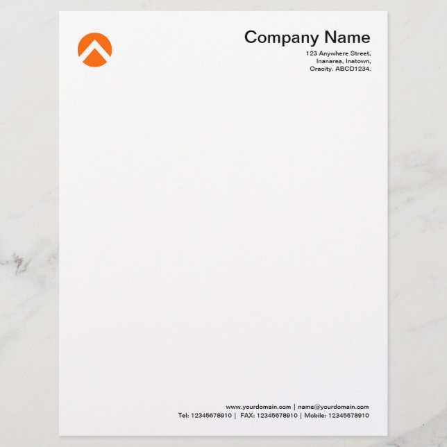 Circled Chevron - Orange Personalized Letterhead (Front)