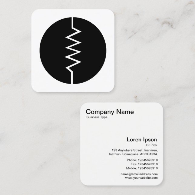Circled Resistor Symbol - Black and White Square Business Card (Front/Back)