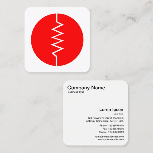 Circled Resistor Symbol - Red and White Square Business Card (Front/Back)
