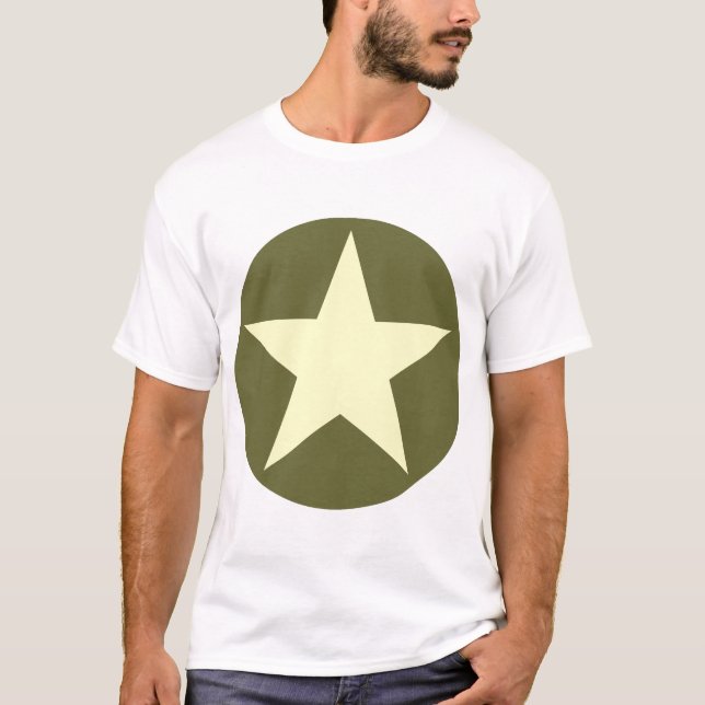Circled Star - Cream with Olive Green T-Shirt (Front)