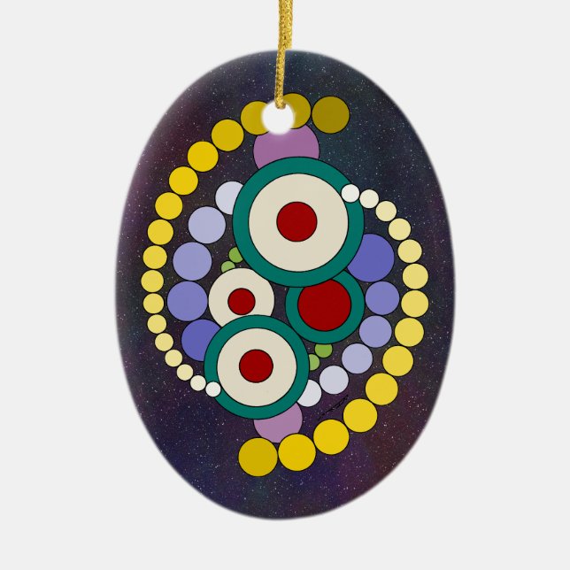 Circles Abstract Artwork Ceramic Tree Decoration (Front)