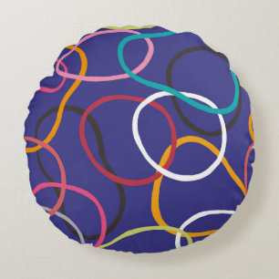 Circles, abstract bands seamless vintage pattern.  round cushion