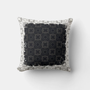 Circles and Diamonds in Black and White Pattern Cushion