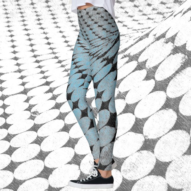 Circles and Diamonds Pattern Grey Blue Edgy Chic Leggings (Creator Uploaded)