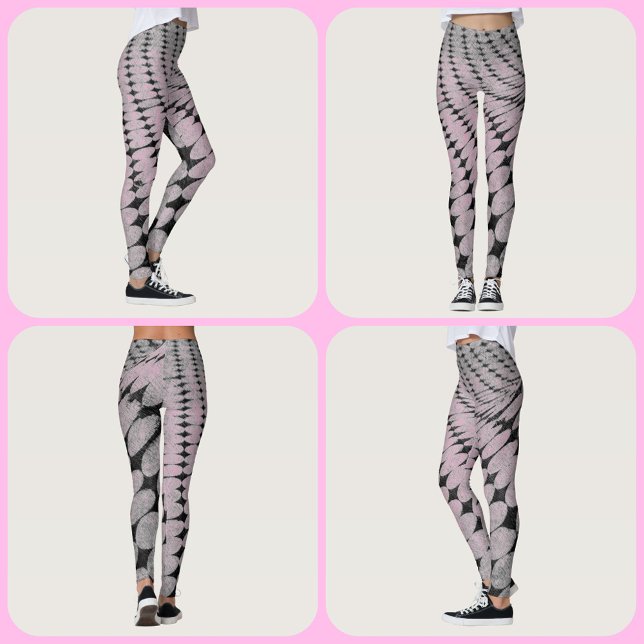 Circles and Diamonds Pattern Grey Pink Leggings (Creator Uploaded)