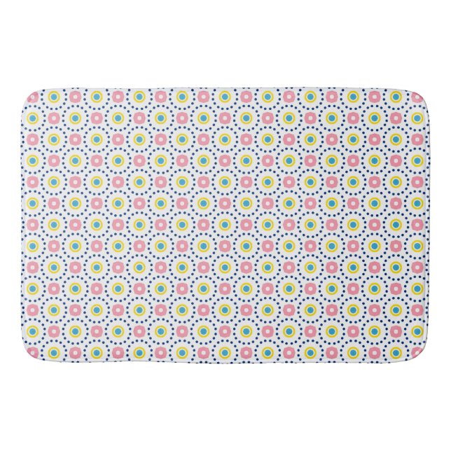 circles and hexagonal shapes bath mat (Front)