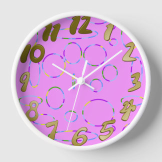 Circles and Loops Modern Pink Magenta  Clock