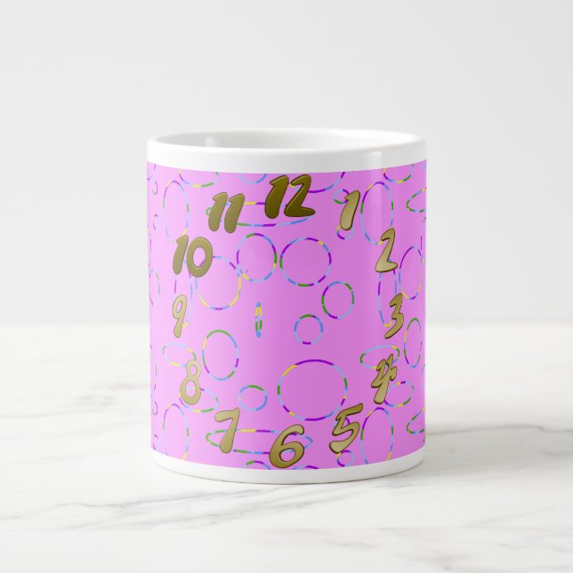 Circles and Loops Modern Pink Magenta Large Coffee Mug (Front)