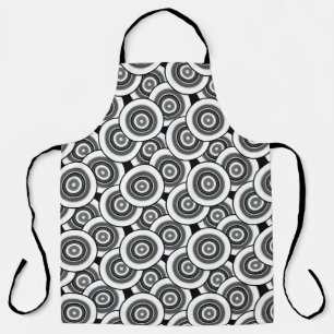 Circles and rings geometric black and white patter apron
