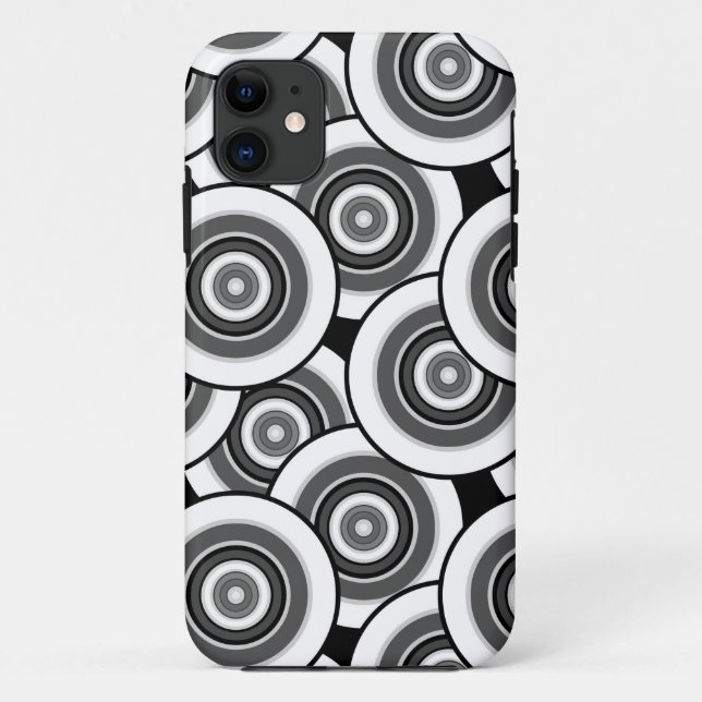 Circles and rings geometric black and white patter Case-Mate iPhone case (Back)