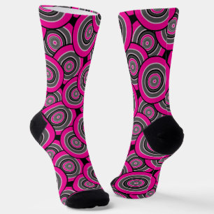 Circles and rings geometric black and white patter socks
