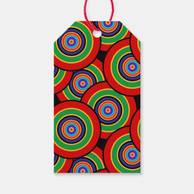 Circles and rings retro gift tags (Front)