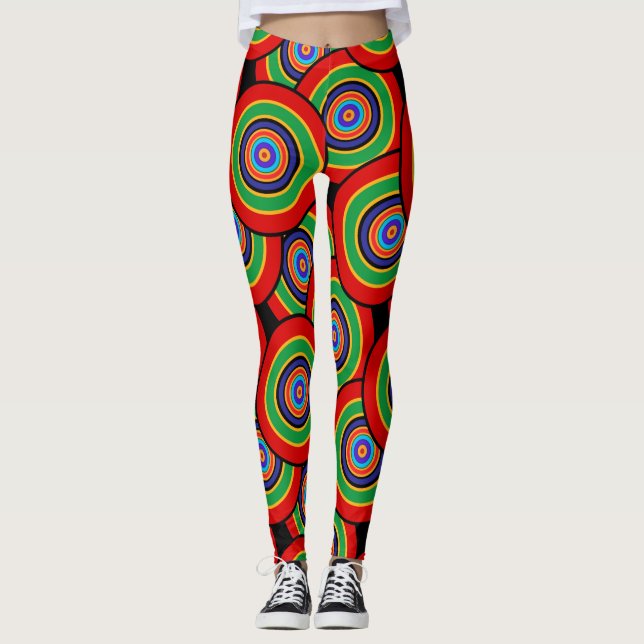 Circles and rings retro leggings (Front)