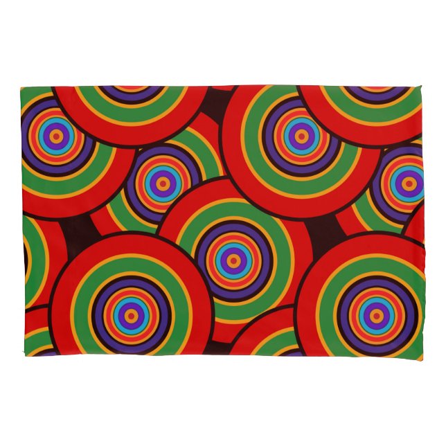 Circles and rings retro  pillowcase (Front)