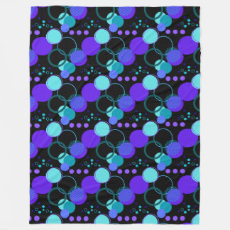 Circles and Round Shapes Pattern in Black Fleece Blanket