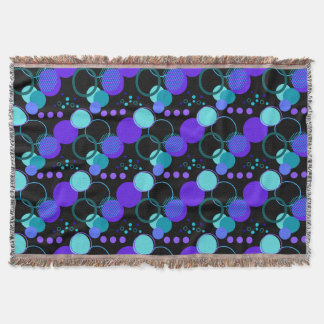 Circles and Round Shapes Pattern in Black Throw Blanket