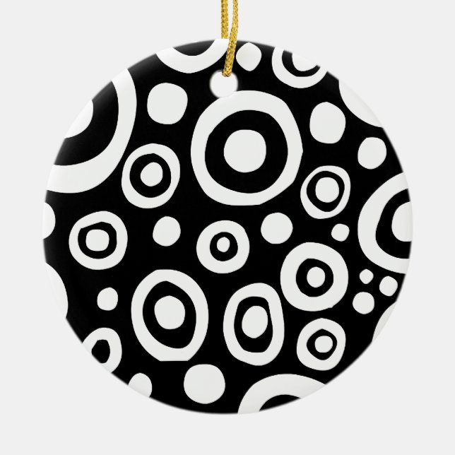 Circles and Spots 01 Ceramic Tree Decoration (Front)