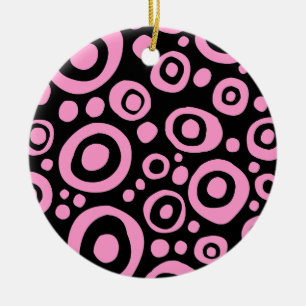 Circles and Spots 02 - Pink Ceramic Tree Decoration