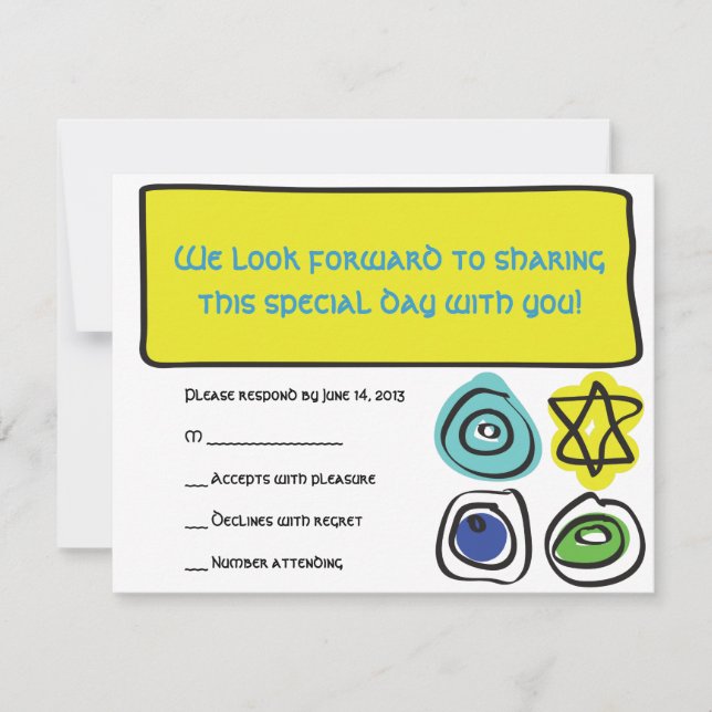 CIRCLES and SQUARES Bar Bat Mitzvah Reply Card (Front)