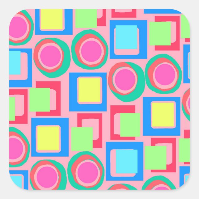 Circles and Squares Square Sticker (Front)
