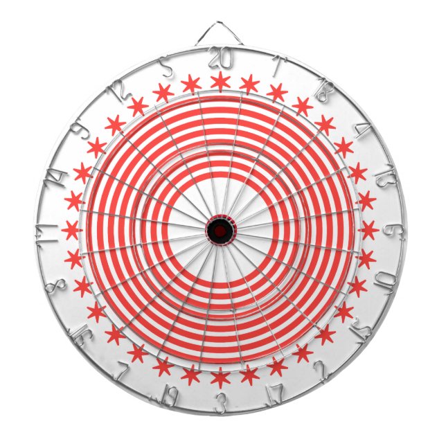 Circles And Stars Bulls Eye Game Night Dartboard (Front)