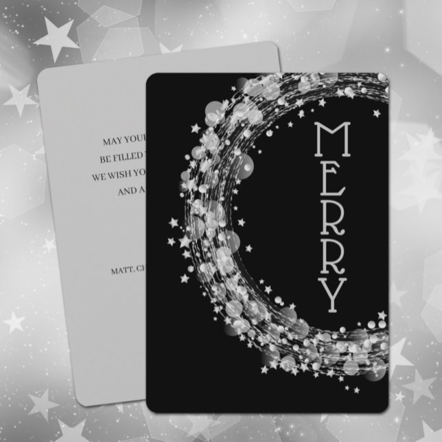 Circles and Stars on Black Christmas Non-Photo Holiday Card (Creator Uploaded)