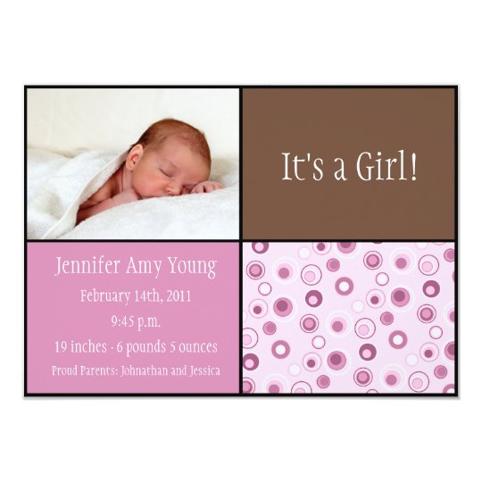 Circles Baby Birth - Pink Card