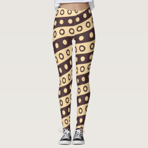 Circles Beige Chocolate Minimal Pattern Leggings