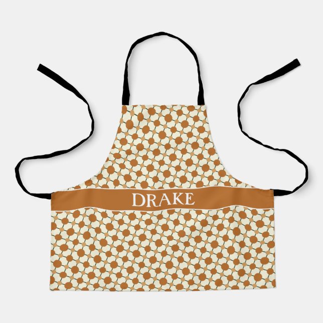 Circles Beige Orange Minimal Pattern Apron (Front)